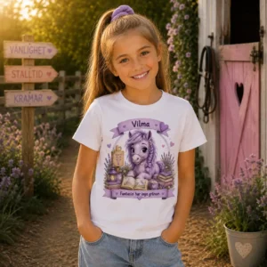 Eko T-shirt barn – Stallkompisen Vilma 💜🐴