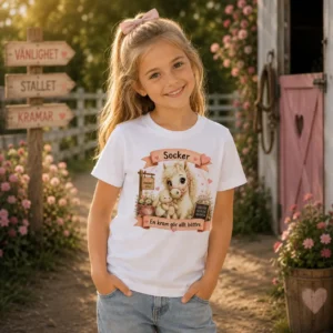 T-shirt barn â Stallkompisen Socker đ©·đŽ